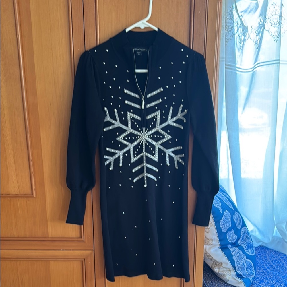NWOT Boston Proper snowflake embellished sweater dress